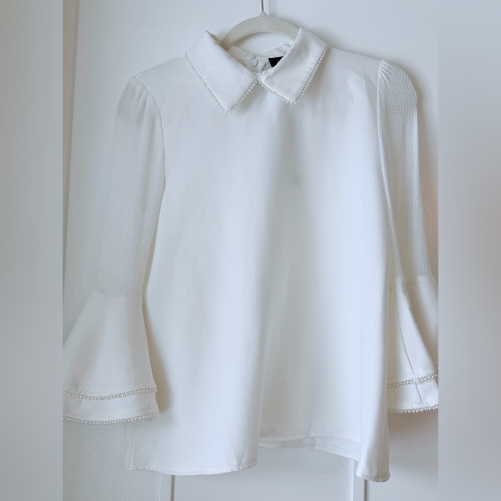 Gracia White Blouse with Pearl Details. New with tags. Size S